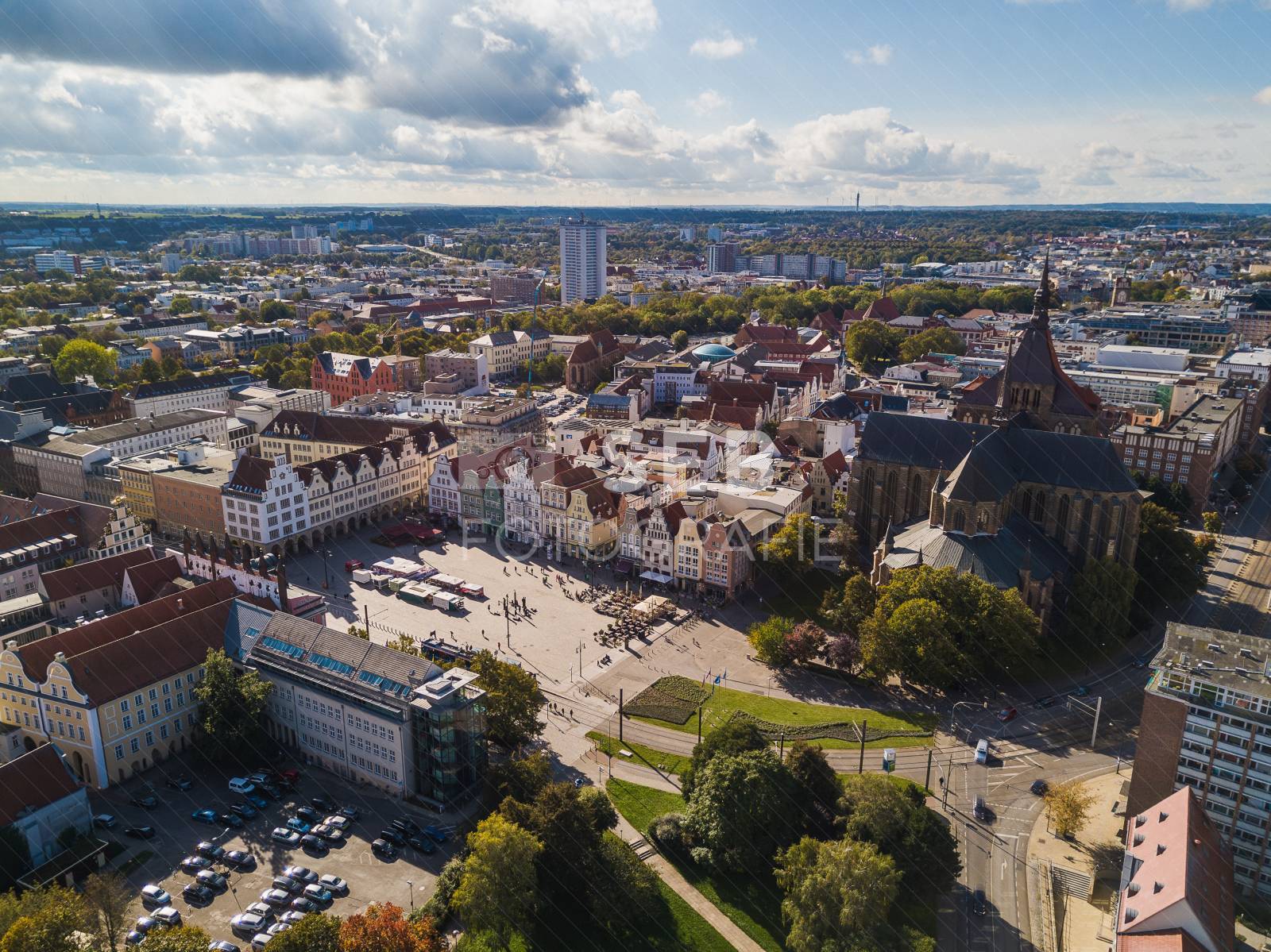 Blick über Rostock, Marktplatz
